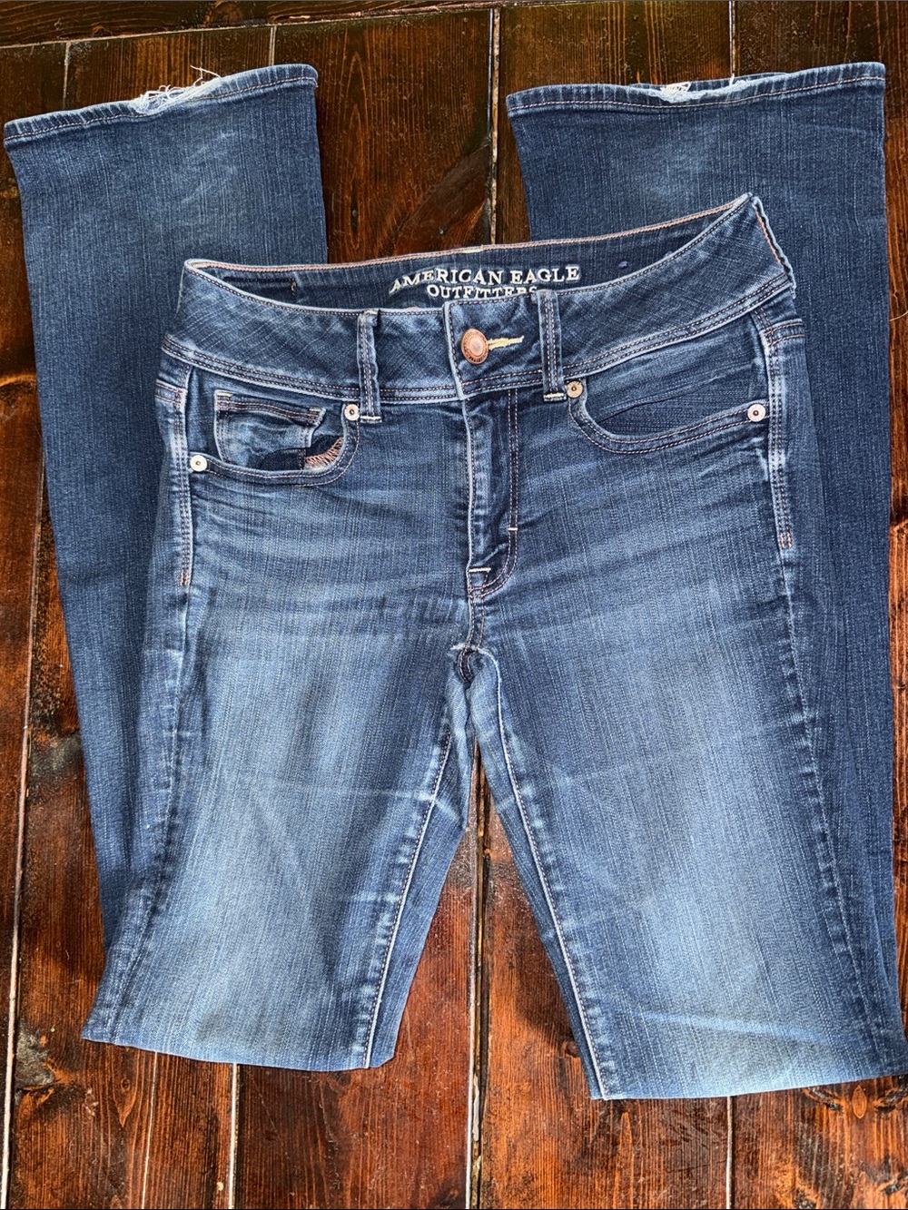 American Eagle Outfitters Women's Bootcut Jeans - Dark Blue Wash 2 Long